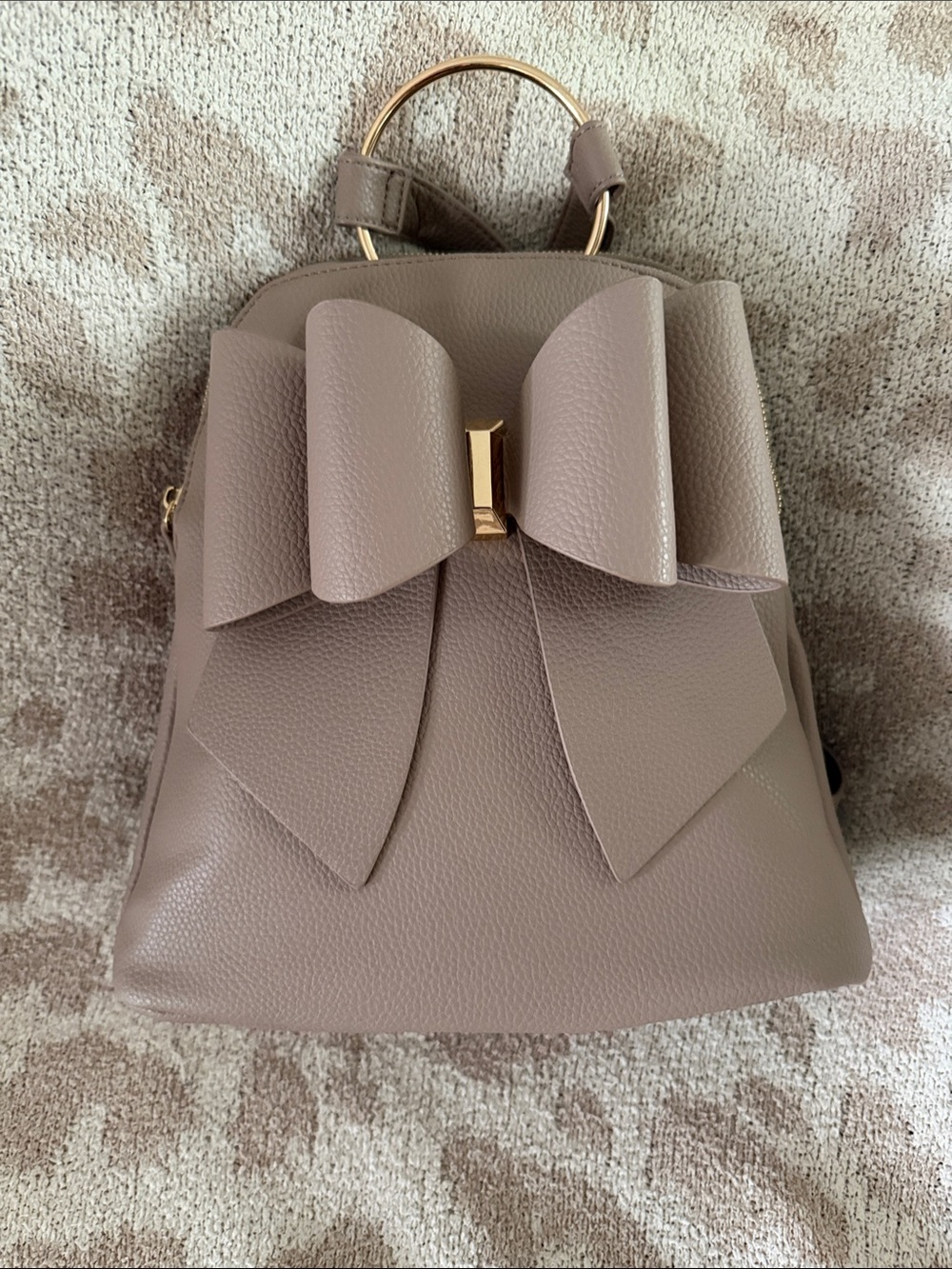 Taupe Bow Accent Mini Backpack - Crossi